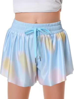 Girls Flowy Shorts Butterfly Shorts for Kids with Pocket 2-in-1 Athletic Shorts Running Shorts for Girls