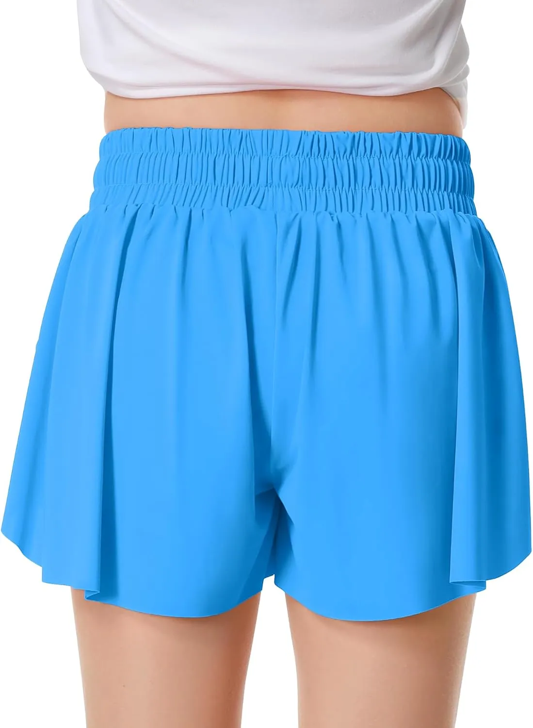 Girls Flowy Shorts Butterfly Shorts for Kids with Pocket 2-in-1 Athletic Shorts Running Shorts for Girls