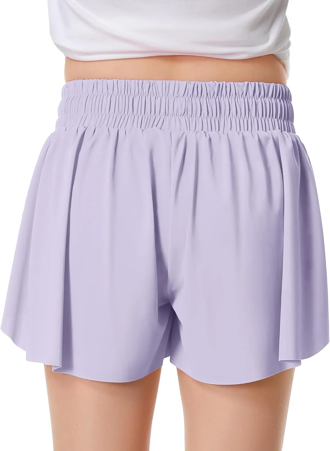 Girls Flowy Shorts Butterfly Shorts for Kids with Pocket 2-in-1 Athletic Shorts Running Shorts for Girls