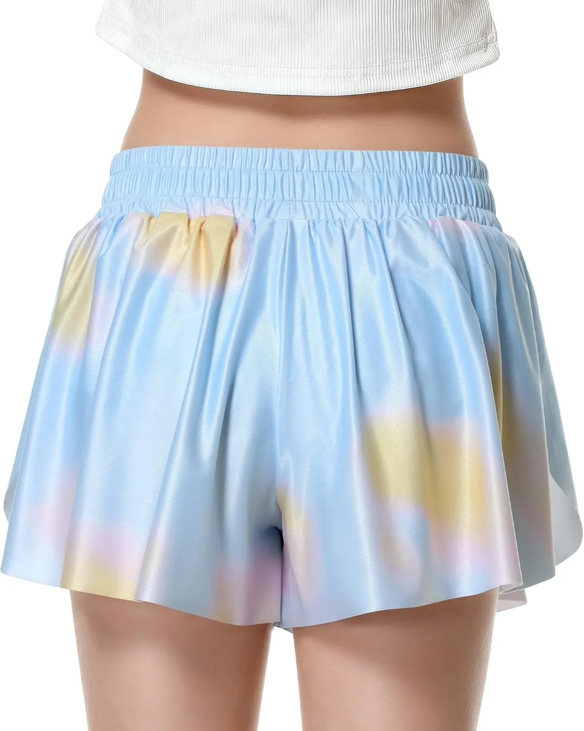 Girls Flowy Shorts Butterfly Shorts for Kids with Pocket 2-in-1 Athletic Shorts Running Shorts for Girls