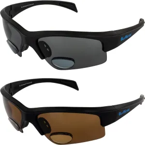 Global Vision BluWater Bifocal 2 Polarized Sunglasses Scratch-Resistant Black Frame w/Smoke & Amber Lenses  2.5 Magnification