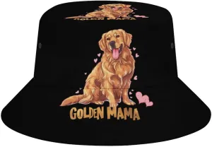 Golden Retriever Mama Bucket Hat Lightweight Fishing Hat Wide Brim Sun Protection Cap for Men Women