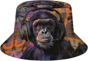Graffiti Wall Art Gorilla Bucket Hat Lightweight Fishing Hat Wide Brim Sun Protection Cap for Men Women