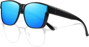 HAOLOTA Over Glasses Sunglasses for Women Men Polarized Square Fit Over Shades for Driving UV400 Protection