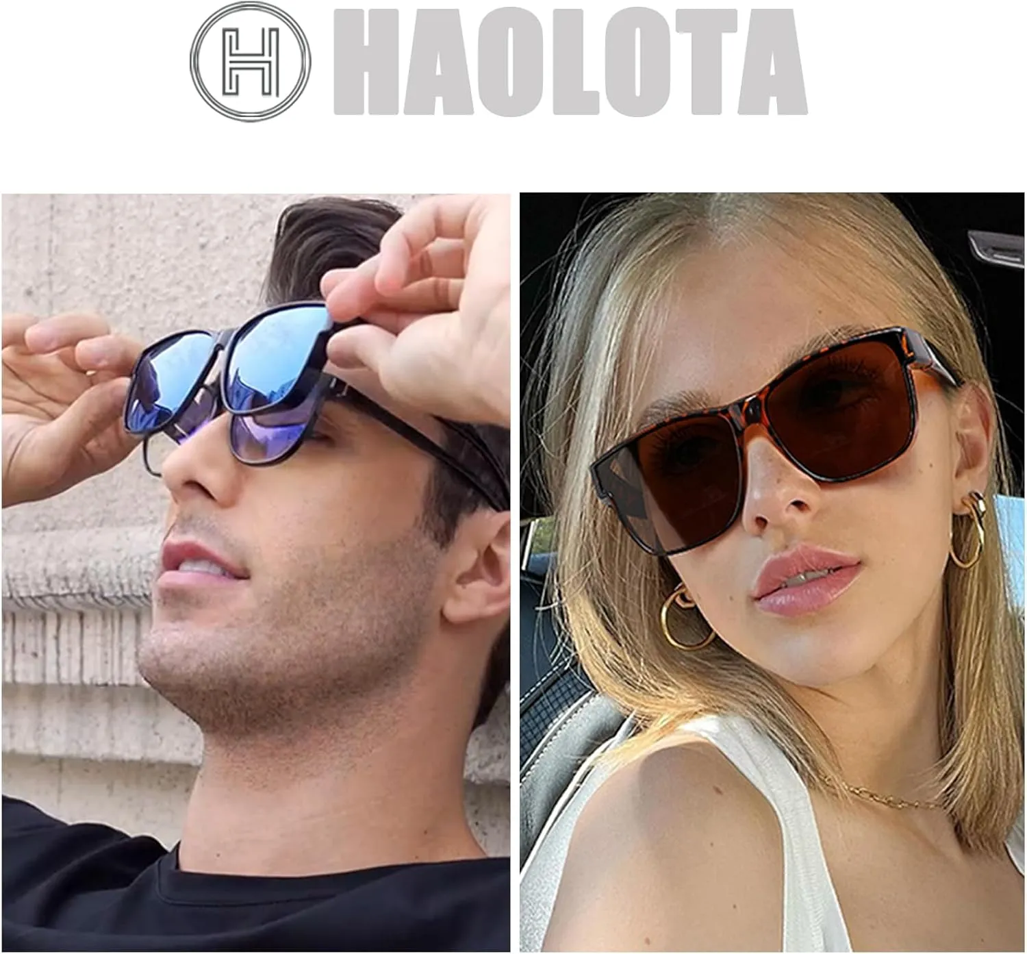 HAOLOTA Over Glasses Sunglasses for Women Men Polarized Square Fit Over Shades for Driving UV400 Protection