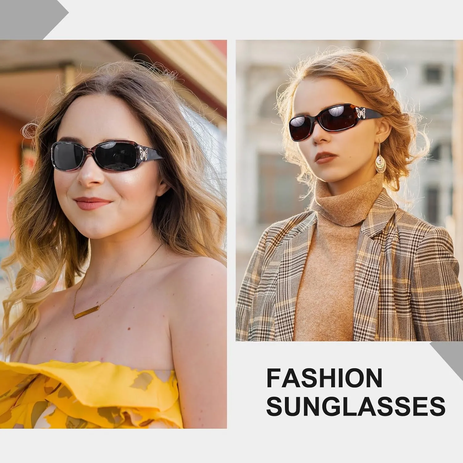 HAOLOTA Women's Polarized Sunglasses - Fashionable Wraparound Butterfly Design with UV400 Protection