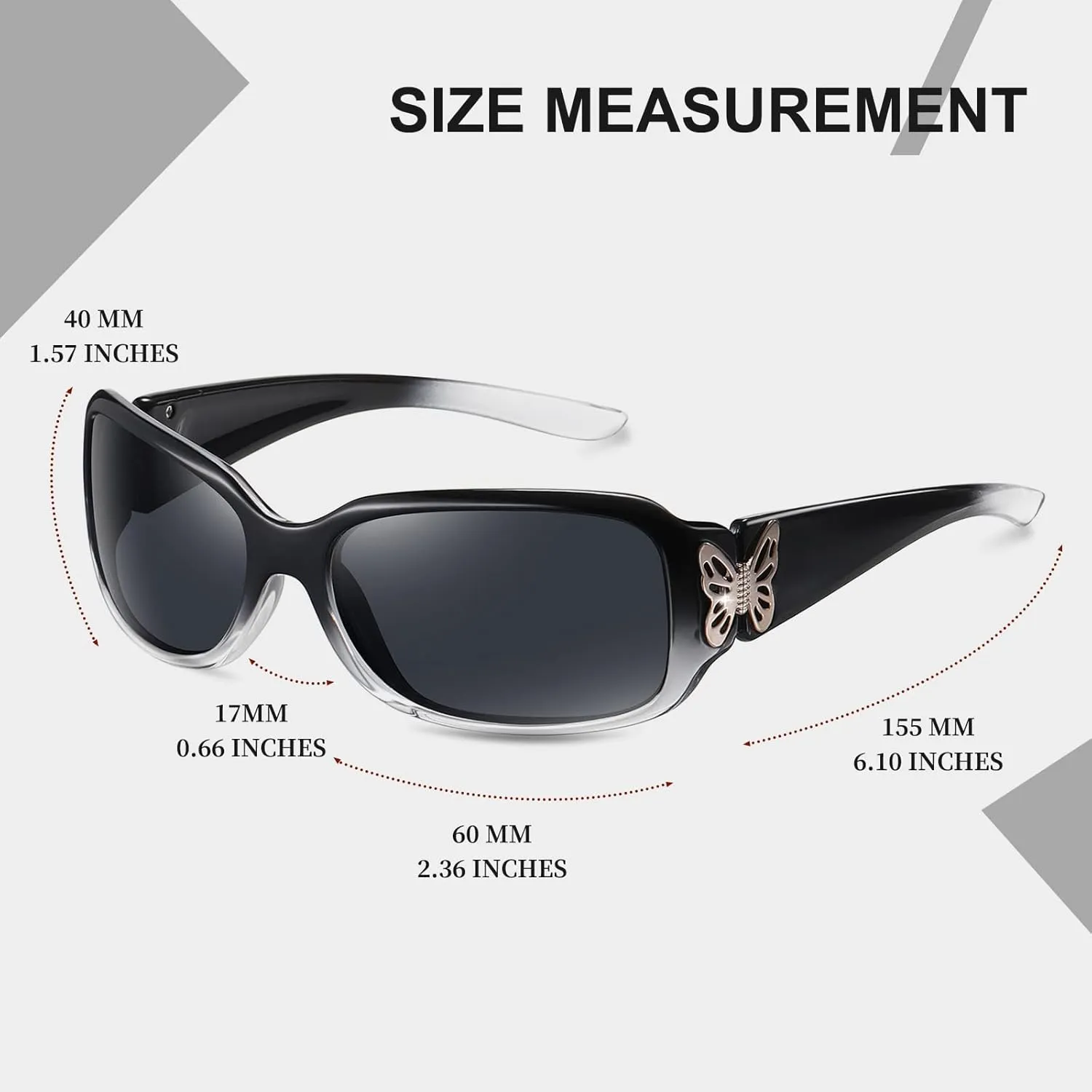 HAOLOTA Women's Polarized Sunglasses - Fashionable Wraparound Butterfly Design with UV400 Protection