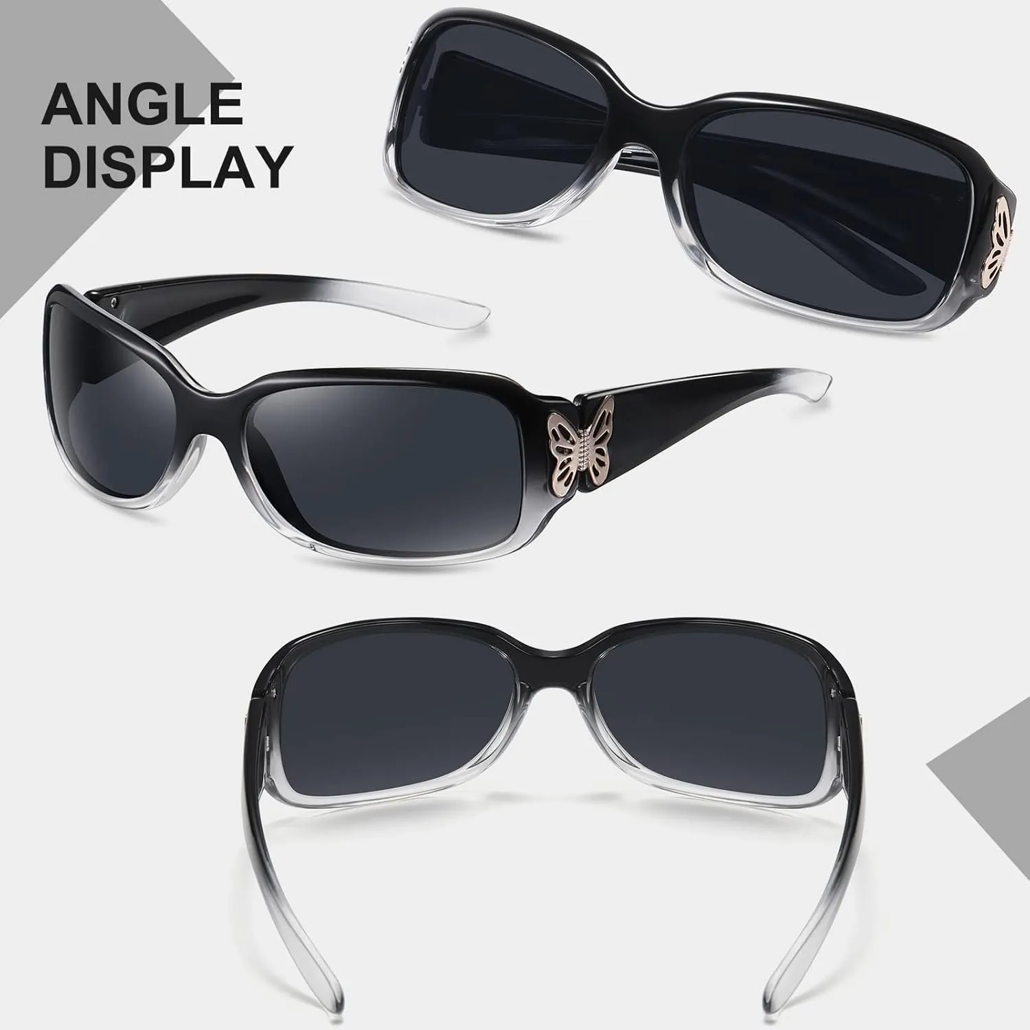 HAOLOTA Women's Polarized Sunglasses - Fashionable Wraparound Butterfly Design with UV400 Protection