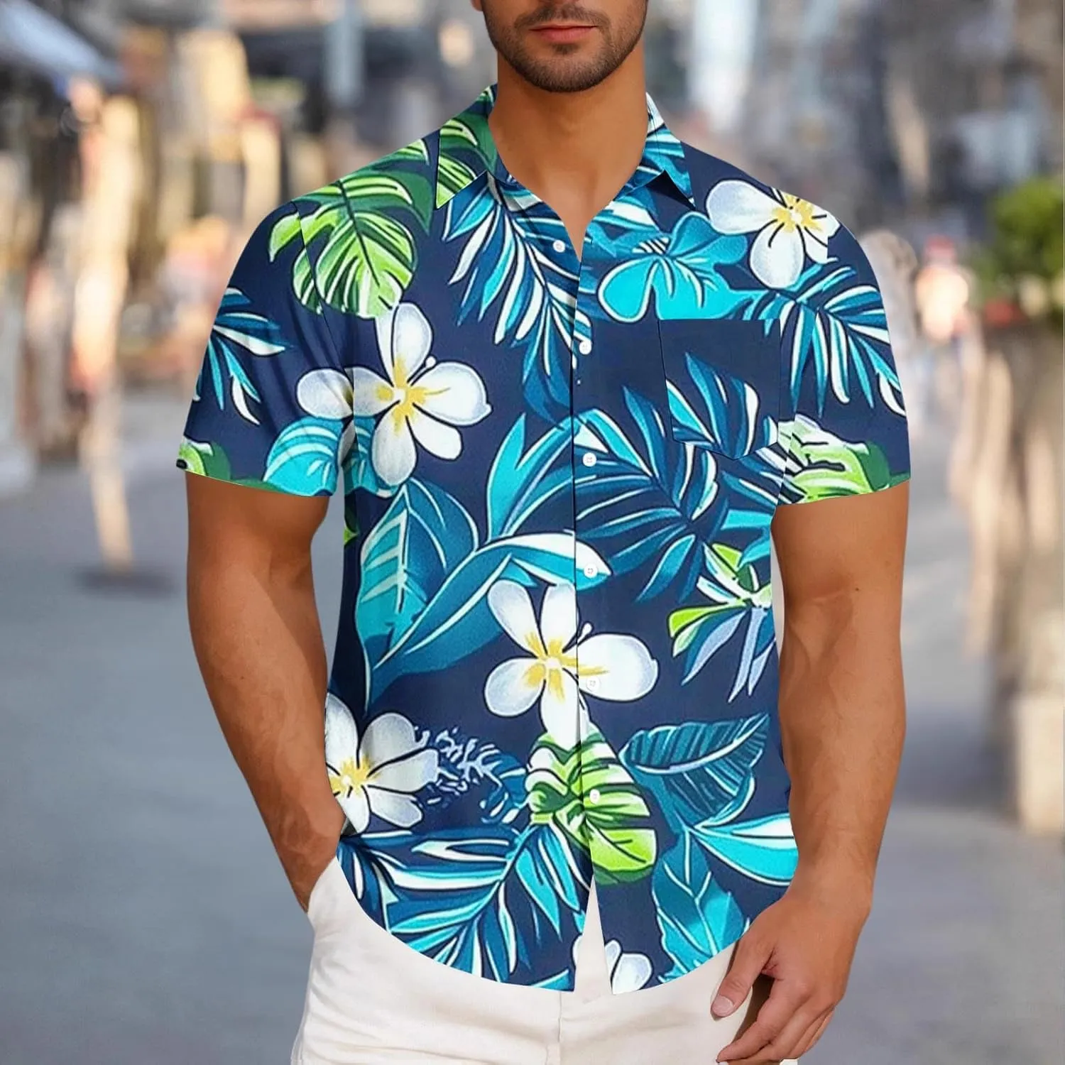 Hawaiian Shirts for Men Summer Beach Casual Short Sleeve Button Down Shirts Novelty Print Tropical Floral Tops