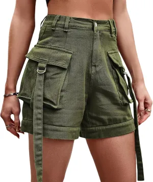 High Waisted Jean Shorts Women Casual Trendy Stretchy Wide Leg Denim Shorts Baggy Straight Leg Shorts with Pockets