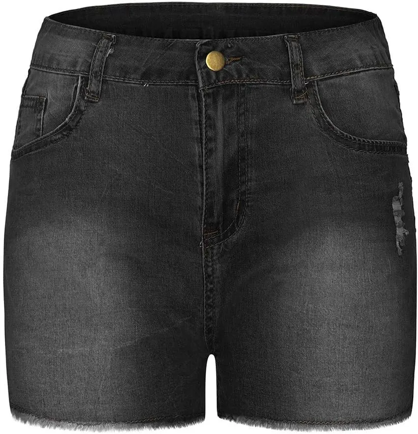 High Waisted Jean Shorts Womens Juniors Casual Summer Stretchy Jean Shorts Butt Lifting Tummy Control Denim Shorts