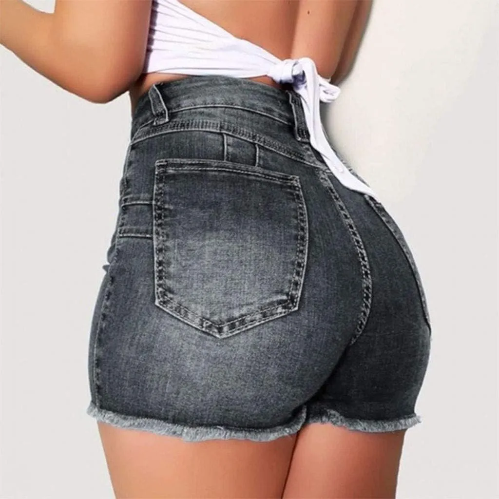 High Waisted Jean Shorts Womens Juniors Casual Summer Stretchy Jean Shorts Butt Lifting Tummy Control Denim Shorts