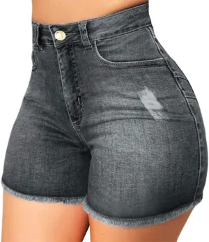 High Waisted Jean Shorts Womens Juniors Casual Summer Stretchy Jean Shorts Butt Lifting Tummy Control Denim Shorts