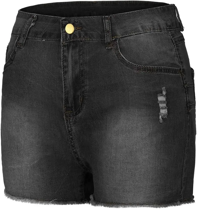 High Waisted Jean Shorts Womens Juniors Casual Summer Stretchy Jean Shorts Butt Lifting Tummy Control Denim Shorts