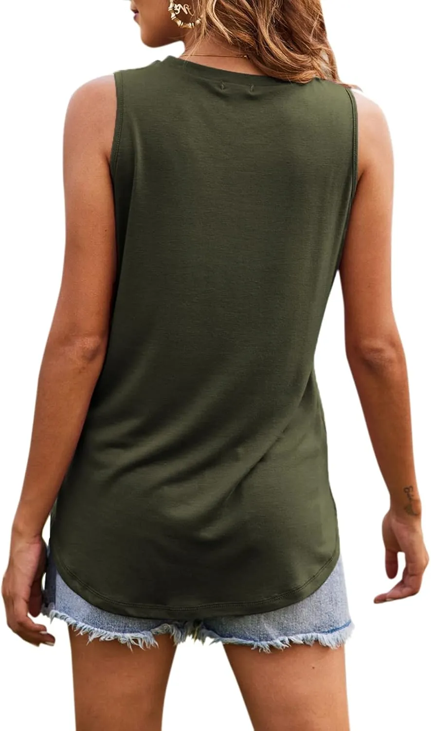 Hount Women's High Neck Tank Tops Summer Sleeveless T Shirts Loose Fit with Pockets