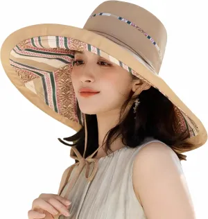 HUAMULAN Wide Brim Women Summer Sun Floppy Hat Beach Bucket Fishing Hats Reversible Packable Outdoor UV Protection