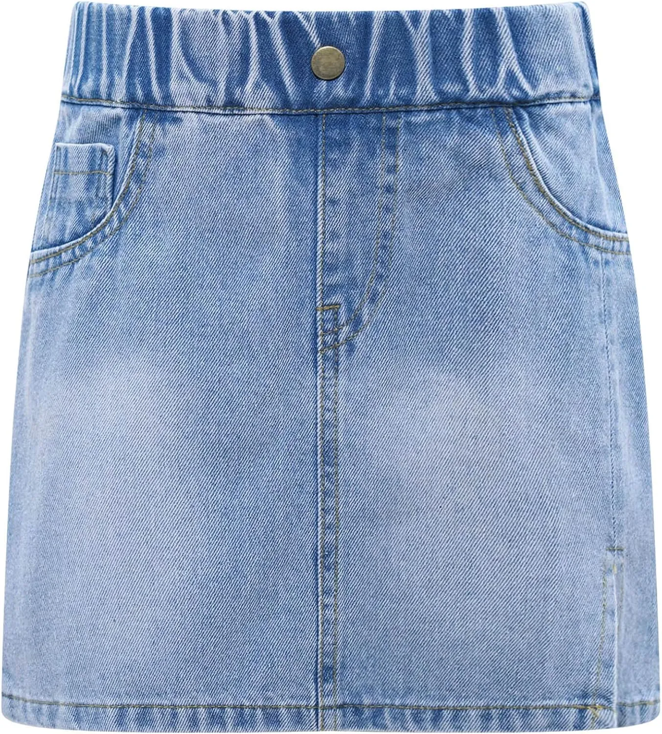 Hularka Kids Girls A Line Denim Skirts Side Split Button Front Denim Skorts Summer Casual Jeans Skirts with Pockets