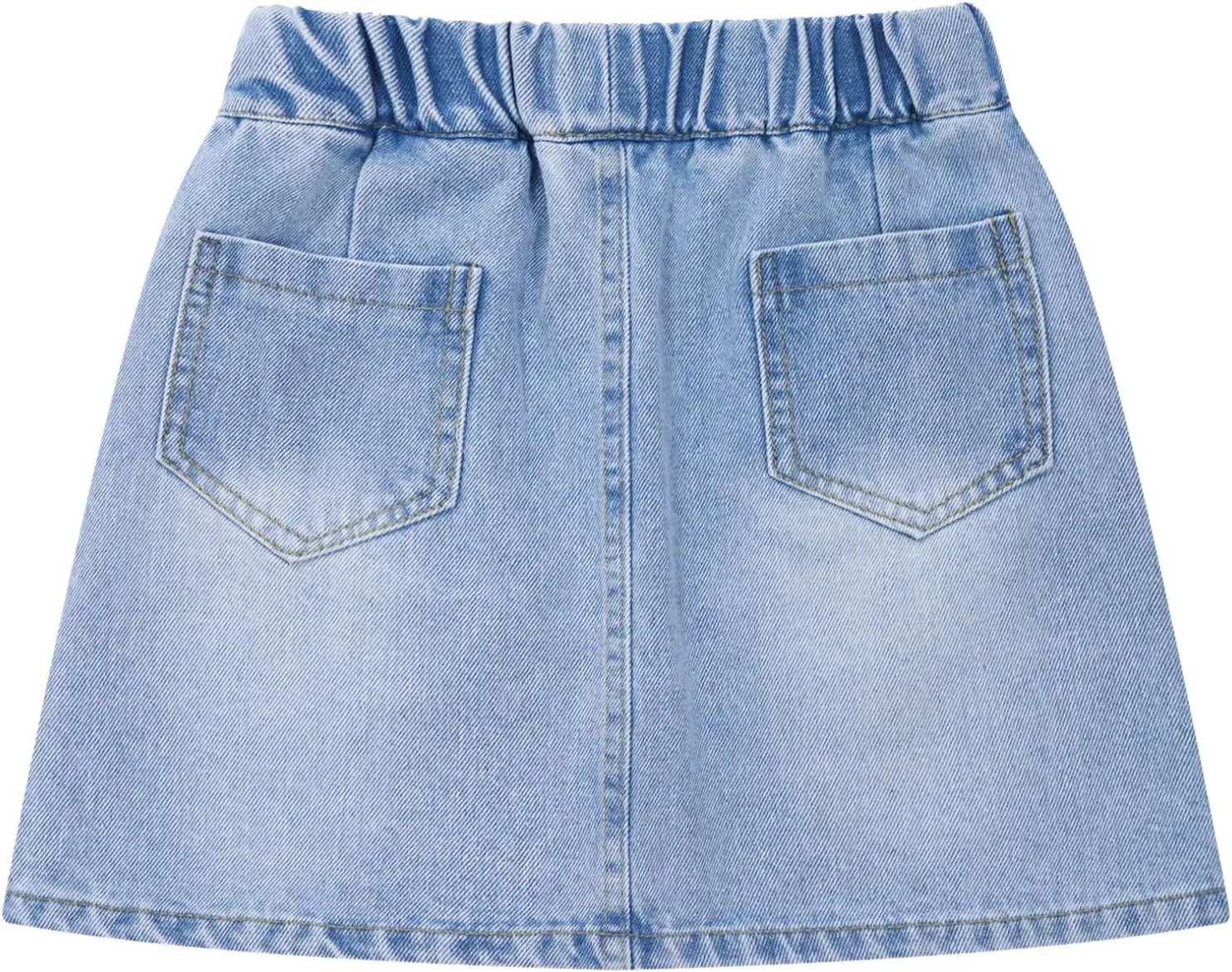 Hularka Kids Girls A Line Denim Skirts Side Split Button Front Denim Skorts Summer Casual Jeans Skirts with Pockets