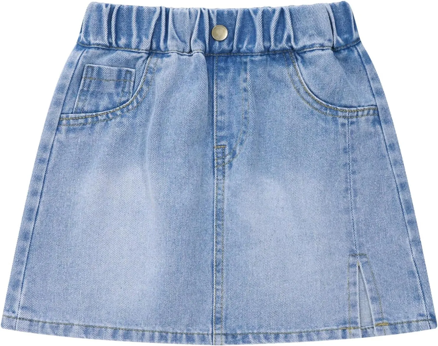 Hularka Kids Girls A Line Denim Skirts Side Split Button Front Denim Skorts Summer Casual Jeans Skirts with Pockets