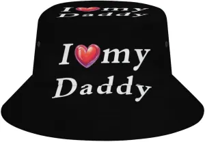 I Love My Daddy Bucket Hat Lightweight Fishing Hat Wide Brim Sun Protection Cap for Men Women