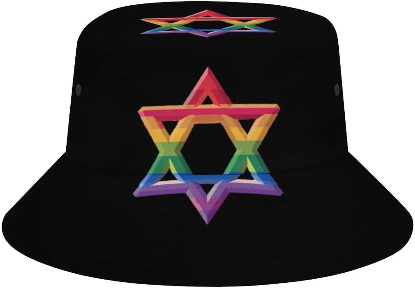 Israel LGBTQ Rainbow Flag Gay Bucket Hat Lightweight Fishing Hat Wide Brim Sun Protection Cap for Men Women