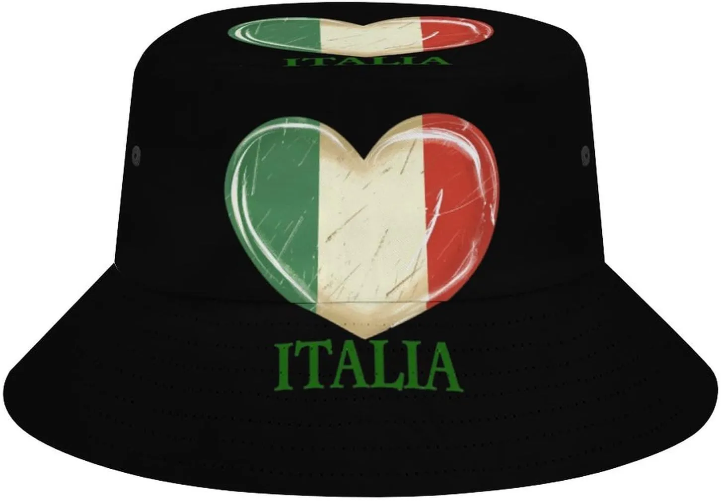 Italia Flag Italy Italian Heart Vintage Bucket Hat Lightweight Fishing Hat Wide Brim Sun Protection Cap for Men Women