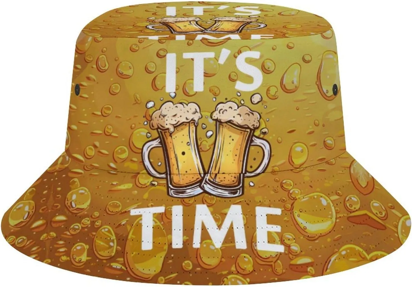 It's Beer Time Bucket Hat Lightweight Fishing Hat Wide Brim Sun Protection Cap for Men Women