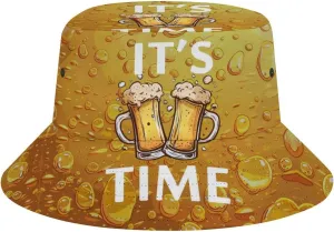 It's Beer Time Bucket Hat Lightweight Fishing Hat Wide Brim Sun Protection Cap for Men Women