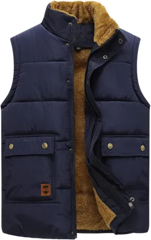 Jackets for Men Casual Winter Warm Zipper Vest Jacket Coat Outwear Tops Jackets