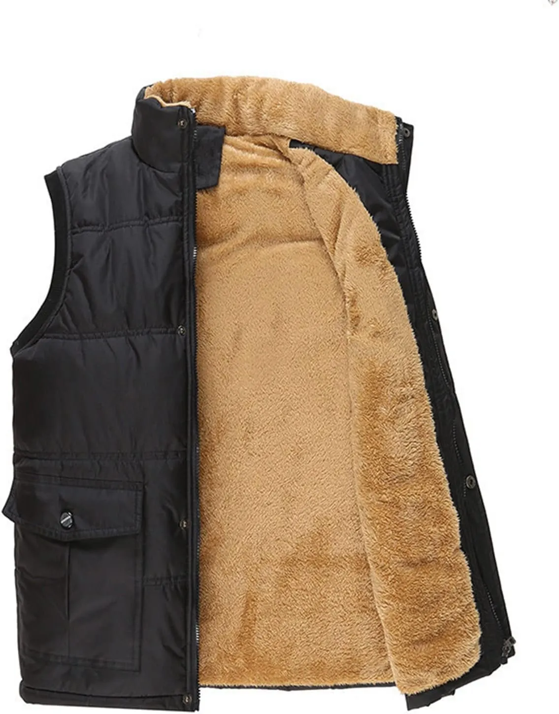 Jackets for Men Casual Winter Warm Zipper Vest Jacket Coat Outwear Tops Jackets