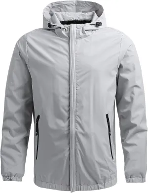 Jackets for Men, Men's Hooded Waterproof Jacket Lightweight Rain Jacket Outdoor Casual Workout Sportswear Jackets