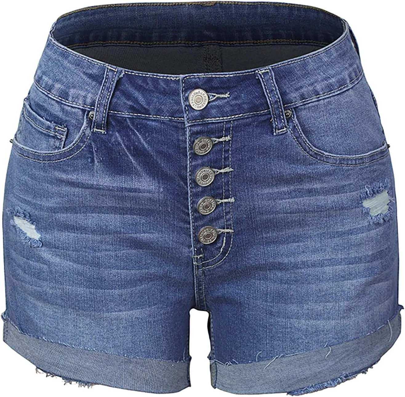 Jean Shorts for Women Sexy Ripped Mid Rise Summer Hot Raw Hem Denim Shorts with Pockets Fashion Street Casual Shorts