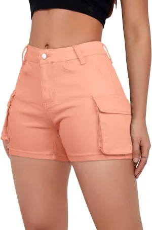 Jean Shorts Womens High Waisted Stretchy Cargo Denim Shorts Y2k Straight Leg