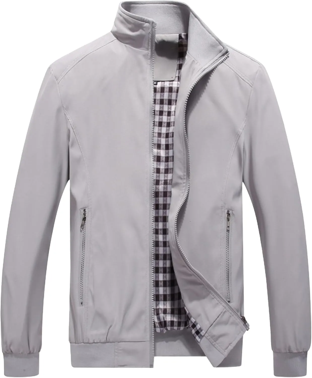 JEsilunmaMY Men's Business Casual Bomber Jackets Stand Collar Cotton Lightweight Jackets Windproof Sportswear Windbreaker