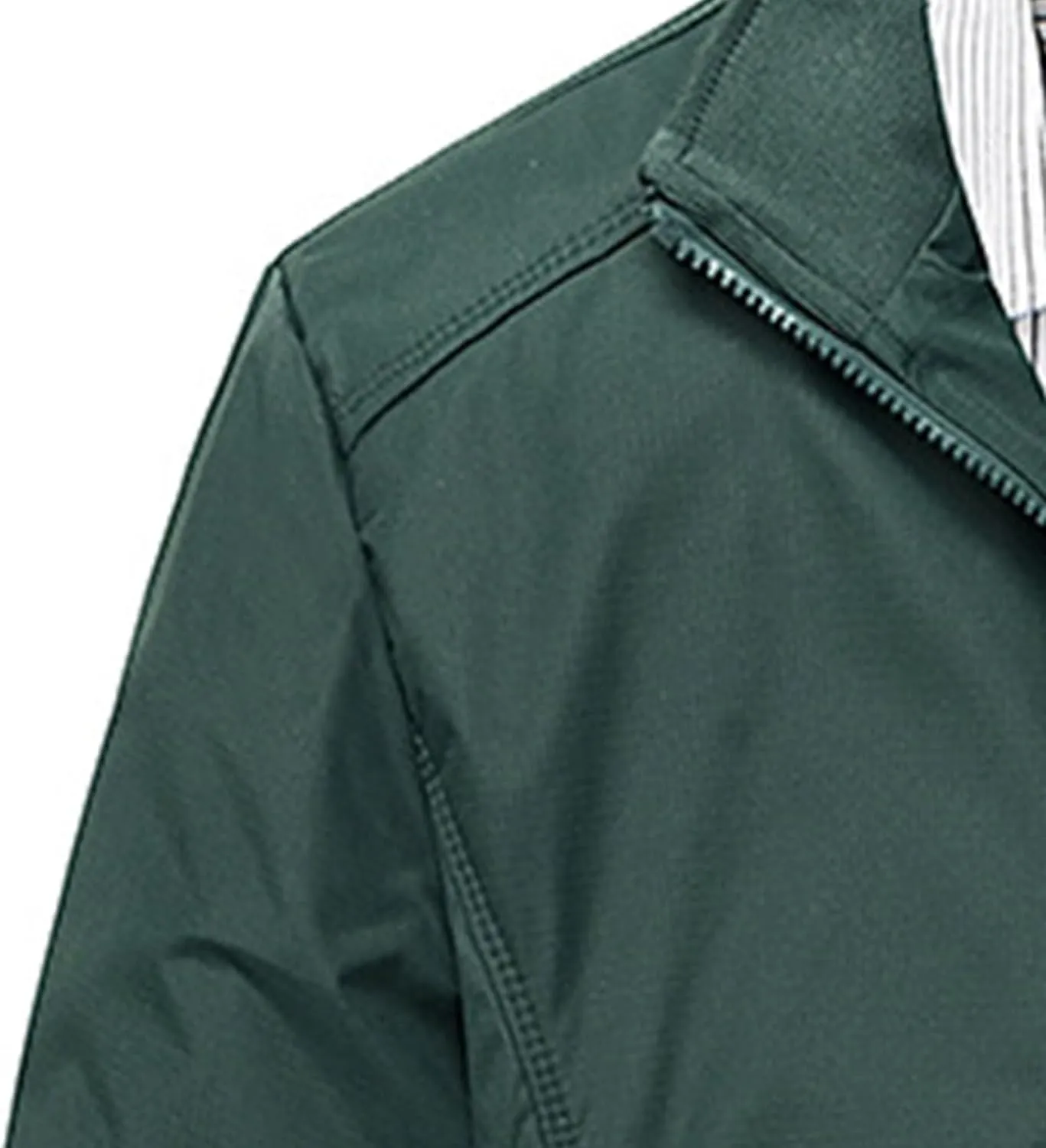 JEsilunmaMY Men's Business Casual Bomber Jackets Stand Collar Cotton Lightweight Jackets Windproof Sportswear Windbreaker