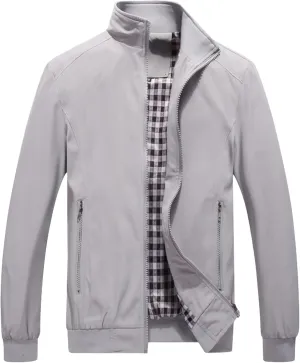 JEsilunmaMY Men's Business Casual Bomber Jackets Stand Collar Cotton Lightweight Jackets Windproof Sportswear Windbreaker