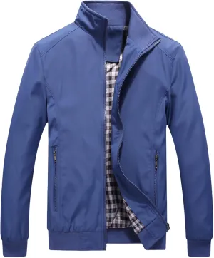 JEsilunmaMY Men's Business Casual Bomber Jackets Stand Collar Cotton Lightweight Jackets Windproof Sportswear Windbreaker