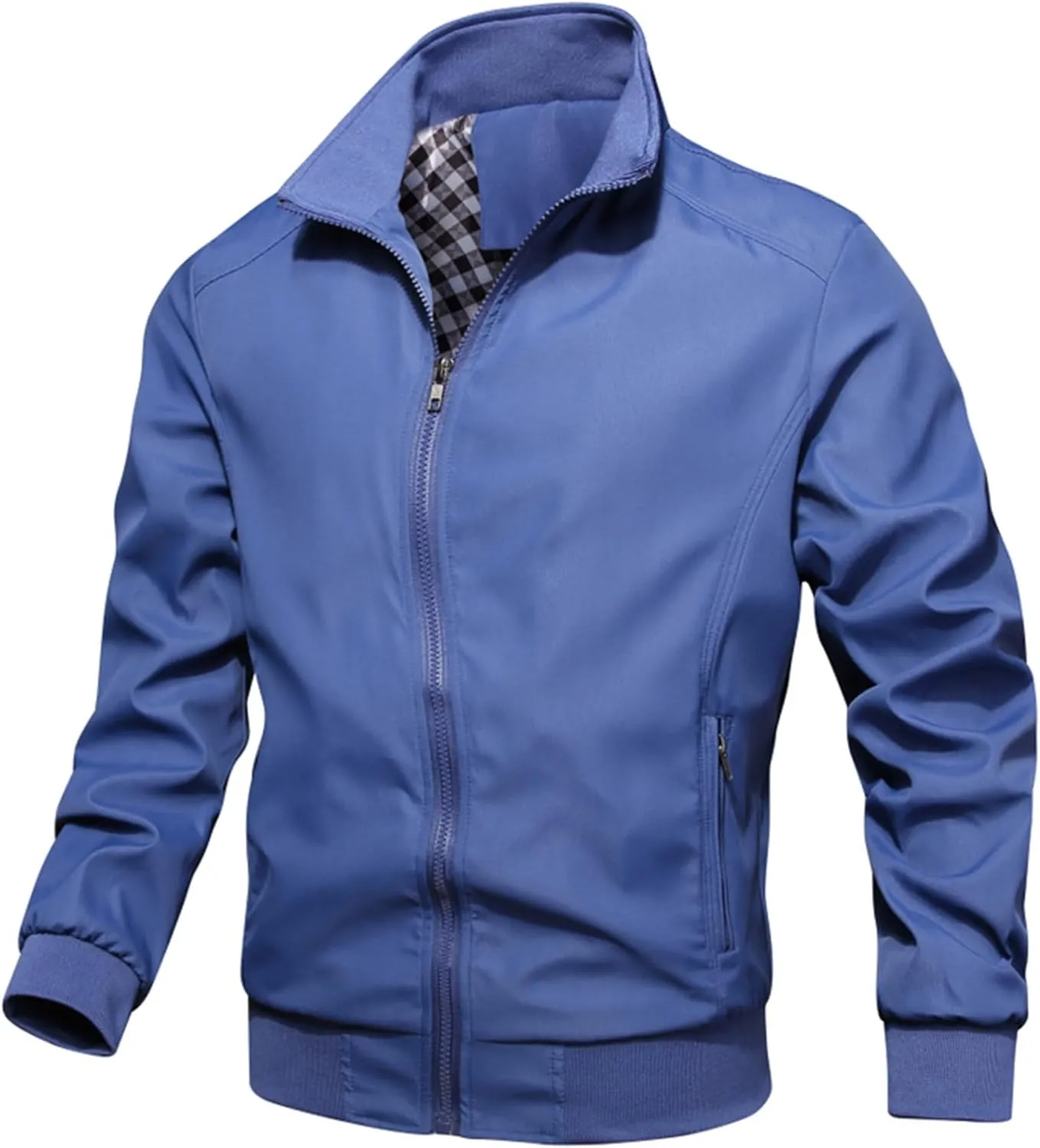 JEsilunmaMY Men's Business Casual Bomber Jackets Stand Collar Cotton Lightweight Jackets Windproof Sportswear Windbreaker