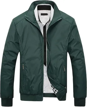 JEsilunmaMY Men's Business Casual Bomber Jackets Stand Collar Cotton Lightweight Jackets Windproof Sportswear Windbreaker