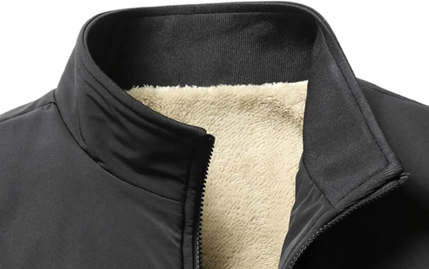 JEsilunmaMY Men's Full-Zip Fleece Jacket Winter Coats Sherpa Lined Faux Fur Plush Parka Casual Warm Cargo Bomber Jackets