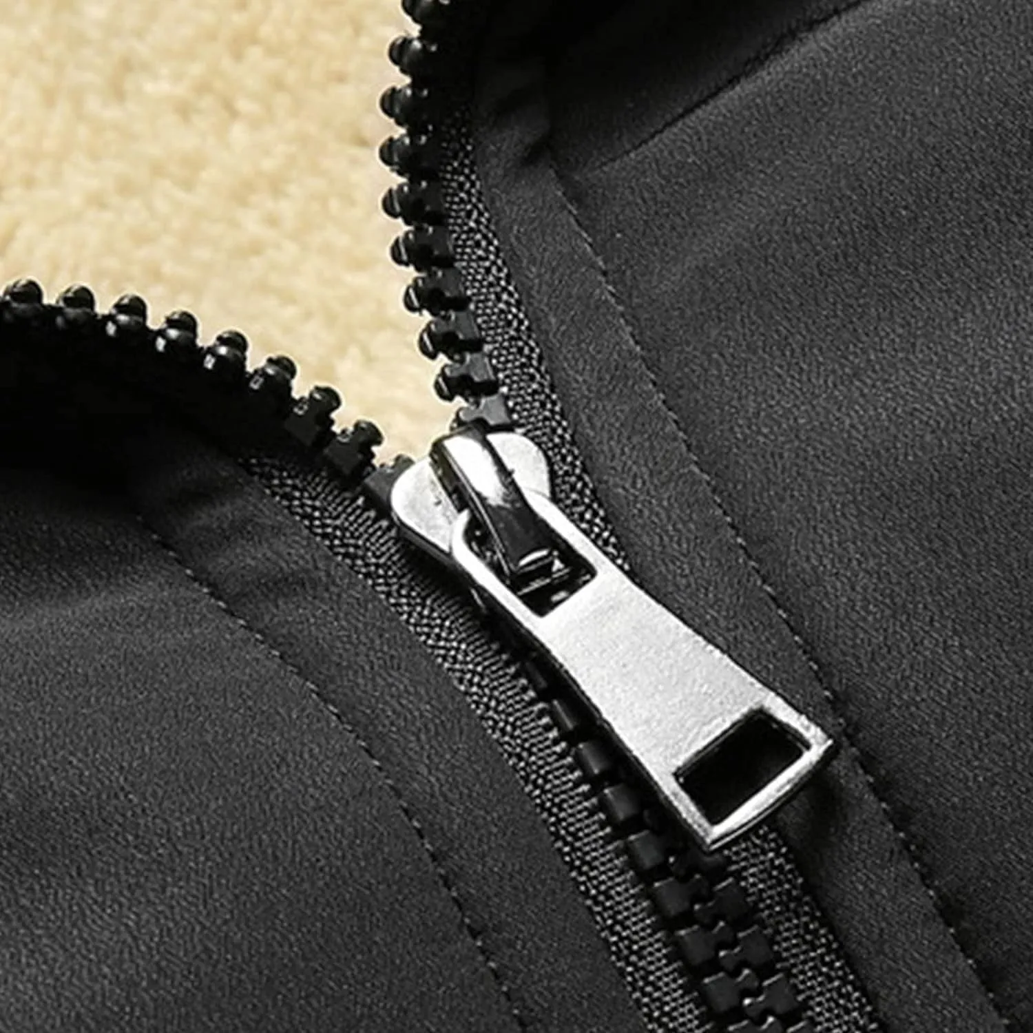 JEsilunmaMY Men's Full-Zip Fleece Jacket Winter Coats Sherpa Lined Faux Fur Plush Parka Casual Warm Cargo Bomber Jackets