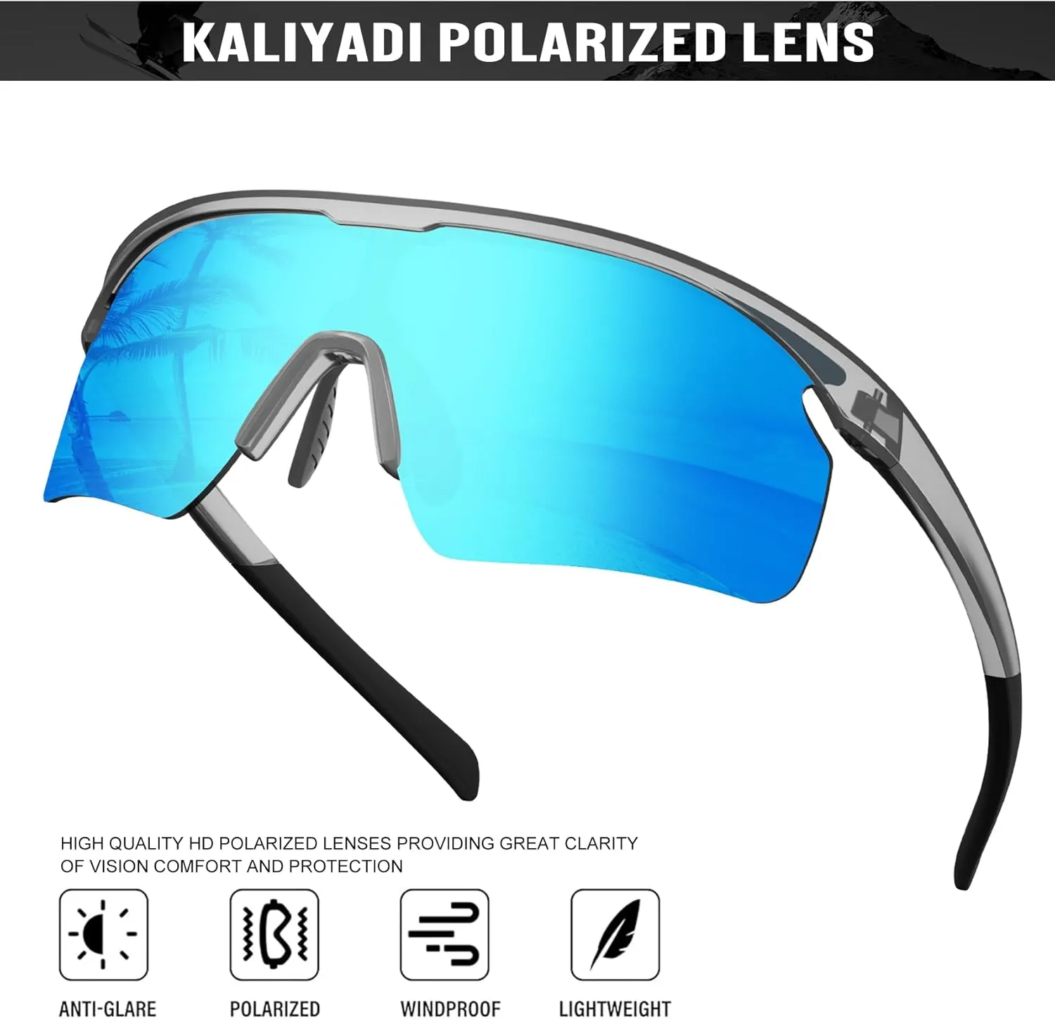 KALIYADI Polarized-Sunglasses-Men Mens-Sunglasses Sports Sun-Glasses: UV400 Protection for Fishing Golf Running