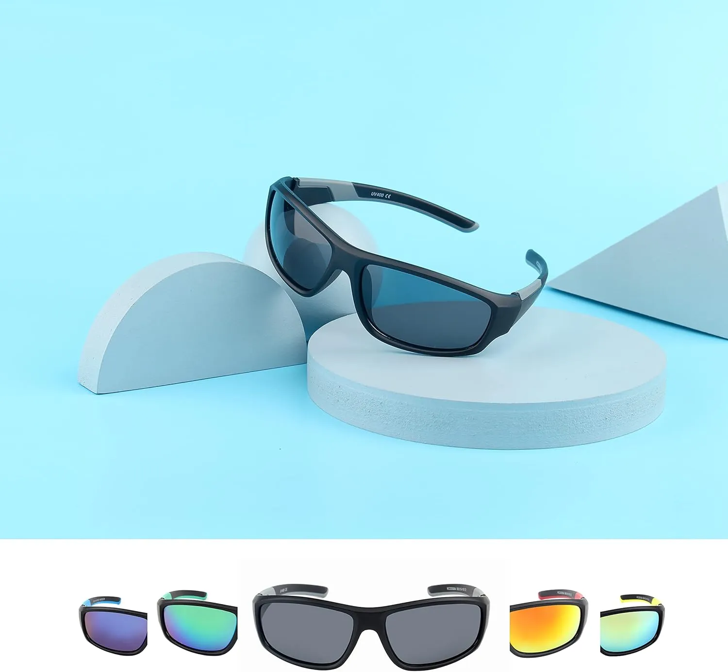 KENBO Kids Sunglasses for Boys Girls Wrap Around Sports Sunglasses with UV Protection Age 3-8