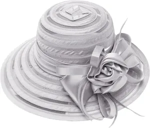 Kentucky Church Derby Hats for Women Tea Party Hats for Women Derby Fascinators Wide Brim Organza Church Derby Hat