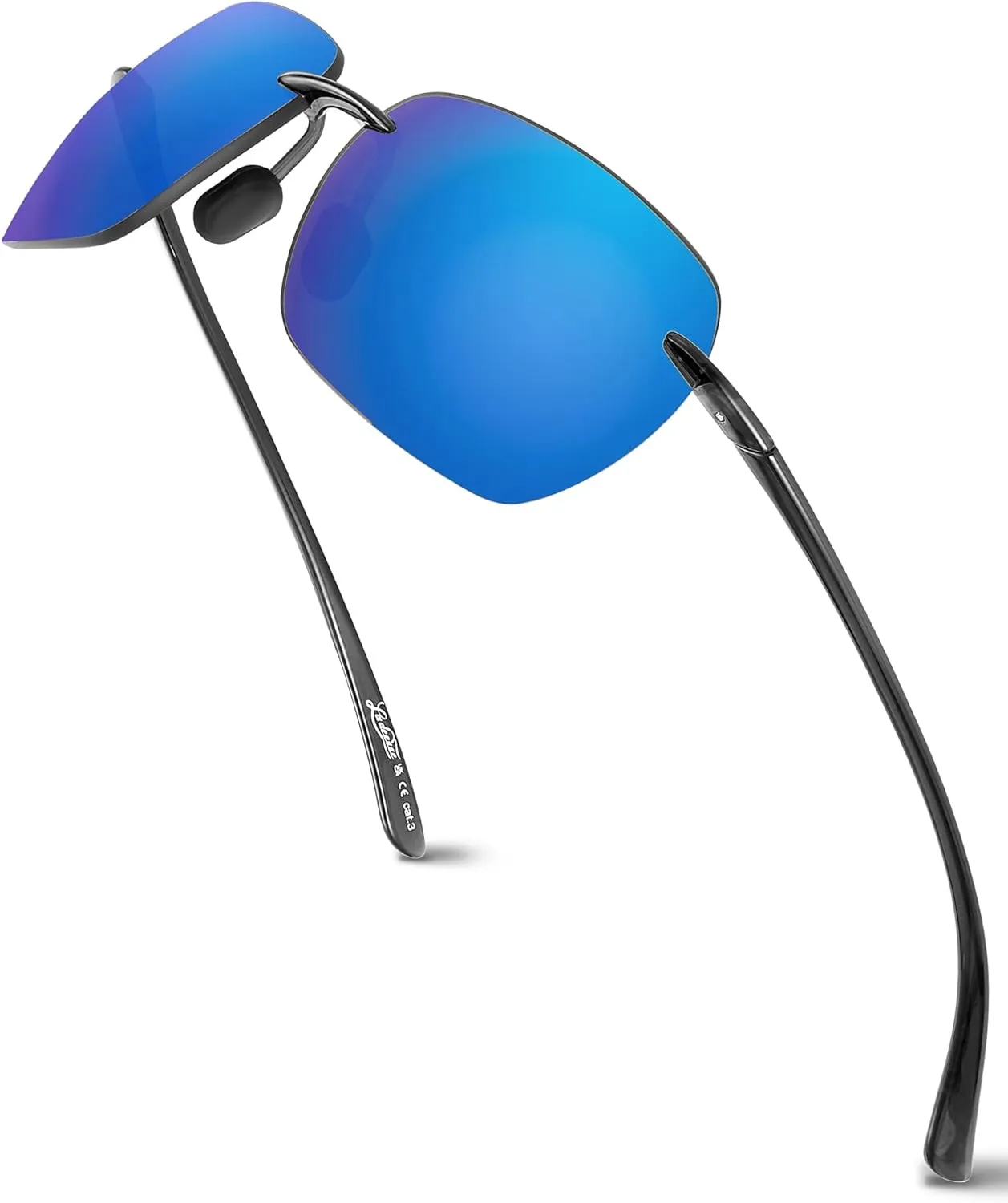 LADEESSE Sunglasses Men - Rimless Square Polarized Sunglasses - Lightweight TR90 Frame Sun Glasses with UV Protection