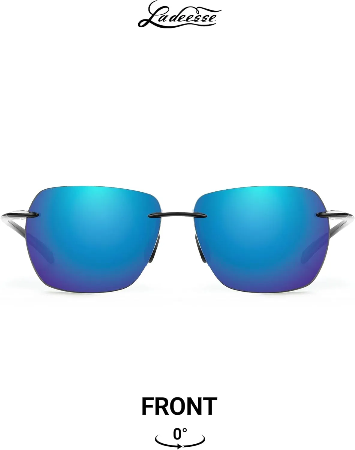 LADEESSE Sunglasses Men - Rimless Square Polarized Sunglasses - Lightweight TR90 Frame Sun Glasses with UV Protection