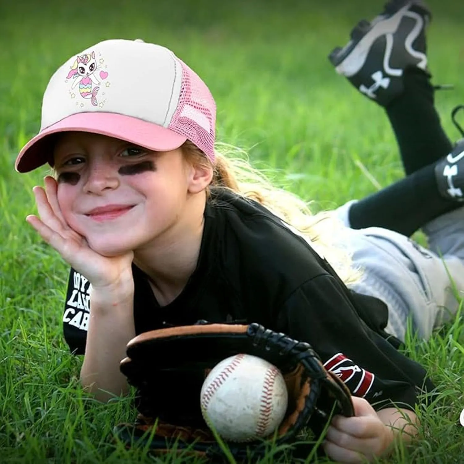 Lightweight Sun Hat for Kid Boys,Mesh Toddler Baseball Cap for Kid Girls,Black Toddler Boys Snapback Hats for Ages 4-8
