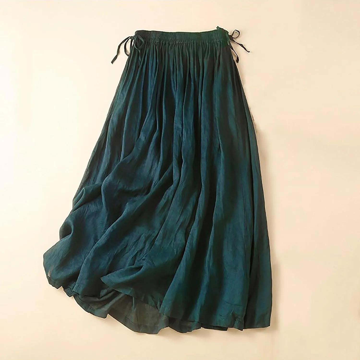 Linen Maxi Skirts for Women 2025 Summer Boho Elastic Waist Skirts Plus Size Trendy Casual Loose Long Skirt Dress