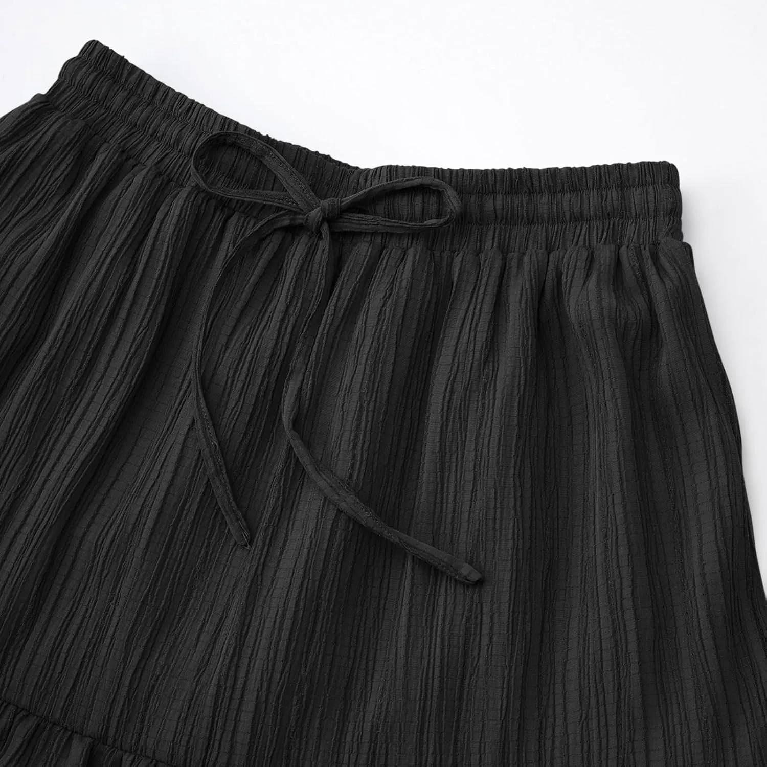 Lmdudan 2025 Women's Boho Tiered Maxi Skirt Elastic High Wasited Flowy Ruffle Skirts Beach Vacation Summer Long Skirt
