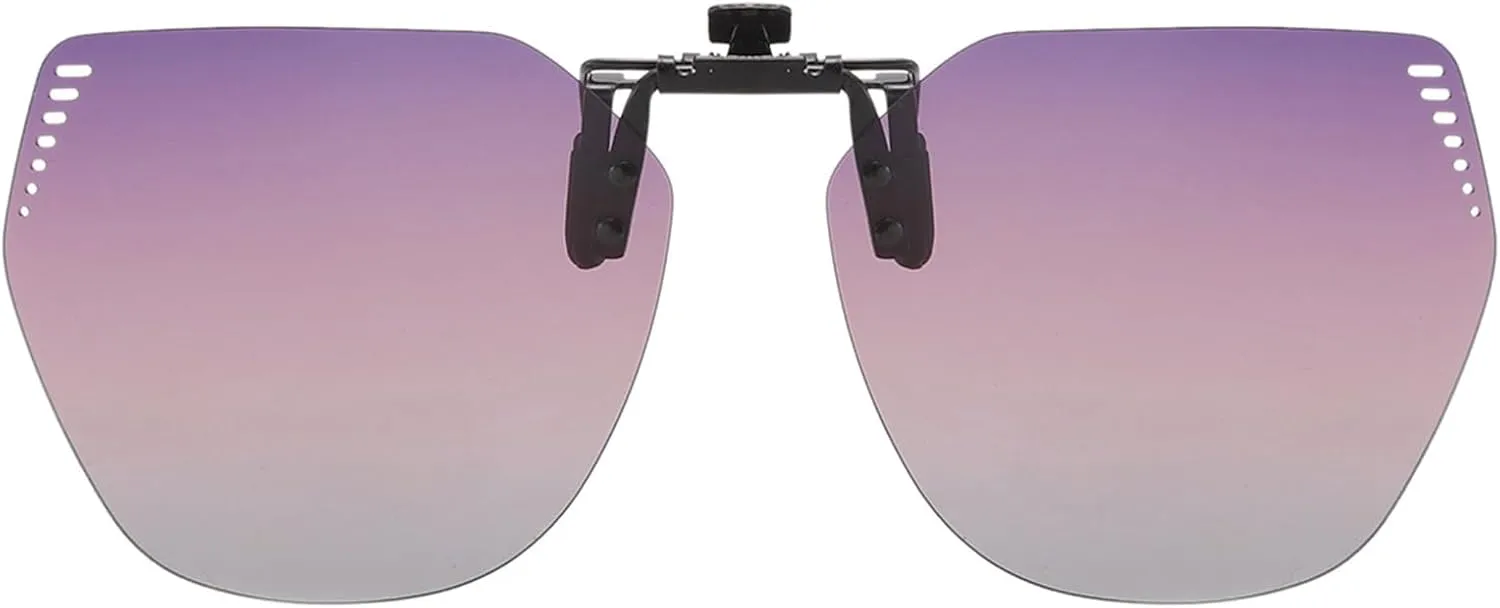 Long Keeper Clip On Sunglasses - Polarized Clip-on Sunglasses over Prescription Glasses Women Men Rimless Flip Up Eyeglasses